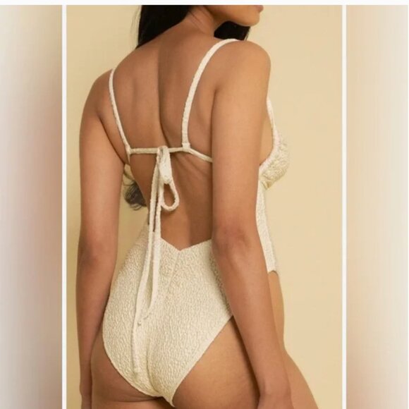 Free People NWT Montce Oat Texture Devin Rosa One-Piece size L - Picture 1 of 9
